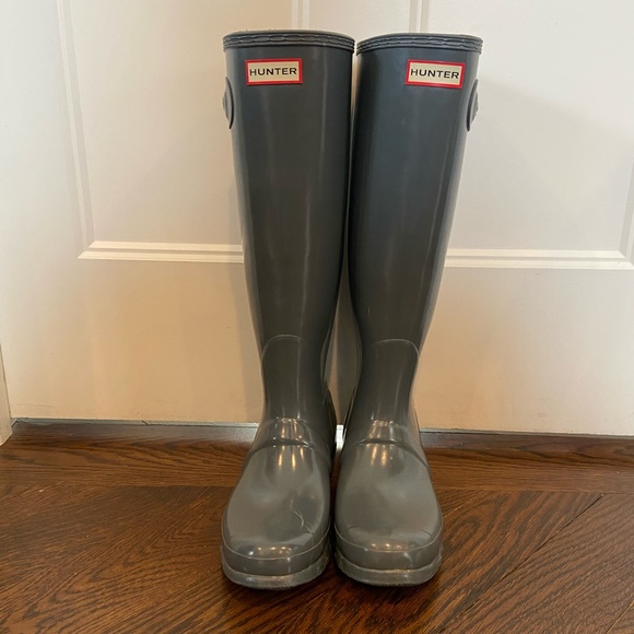 Hunter Shoes - Gray Hunter Boots | Women’s Original Tall Gloss